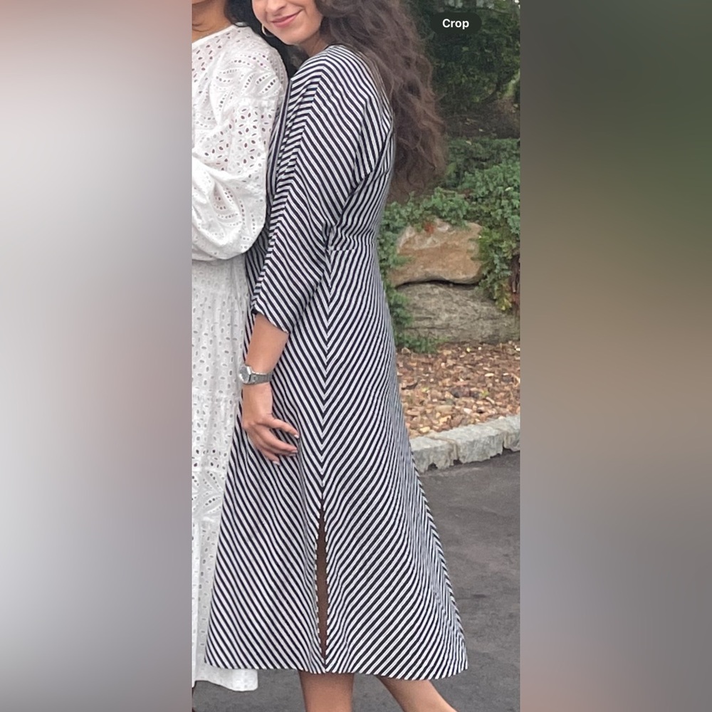 Maje Vertical Striped Midi Summer Dress